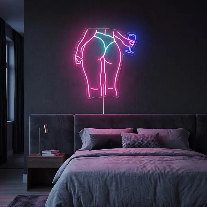 Pinke Silhouette mit Weinglas XL 60cm (12V)