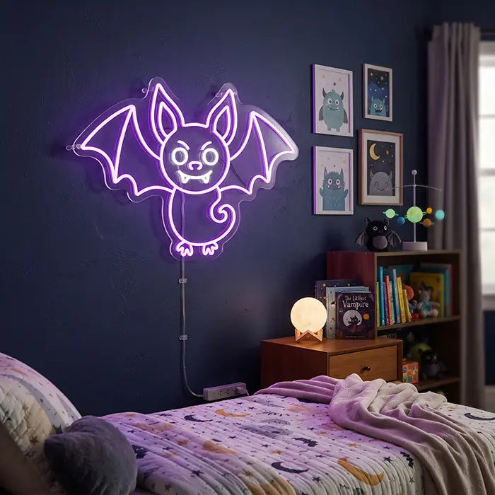 Happy Spuck Set Neon LED Schild – 9 Motive, dimmbar | Halloween Kinderzimmer Deko