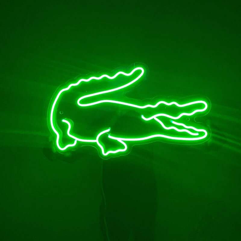 Krokodil Neon LED Schild auf 6mm Acrylplatte – Zoo und Terrarium Showroom Deko