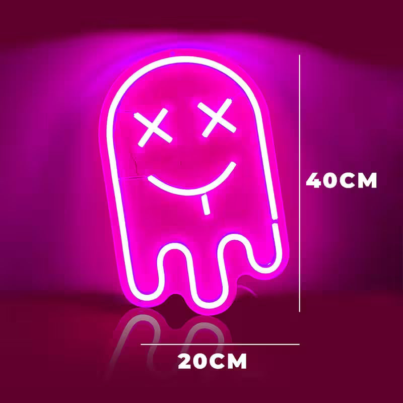 Pinker Geist Neon Sign – Geschenkidee für Halloween-Fans und Kawaii-Liebhaber