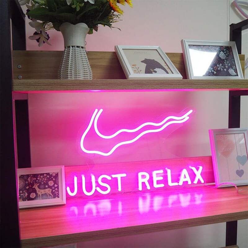 Just Relax XXL Neon LED Schild handgefertigt – Wellness Hotel und Resort Wanddeko