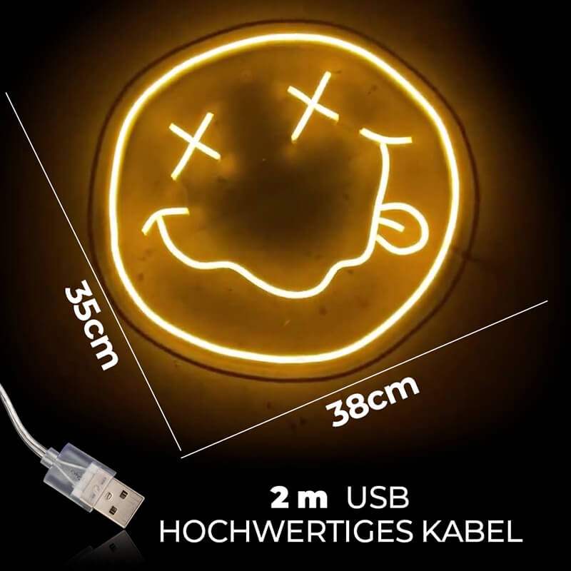 Smiley Fun Neon LED Schild USB – Humor-Statement als Geschenk für Party-Liebhaber
