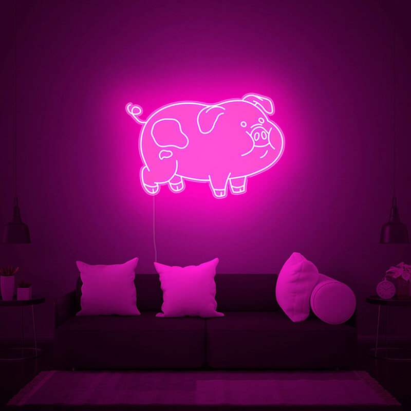 Schweinchen Dick LED Schild 6mm Acrylplatte – niedliche Wanddeko fürs Mädchenzimmer