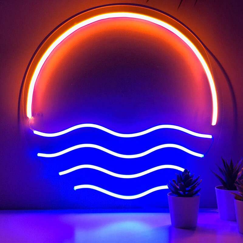 Lichtmeer Neon LED Schild USB – Natur Wanddeko mit Meeres-Motiv