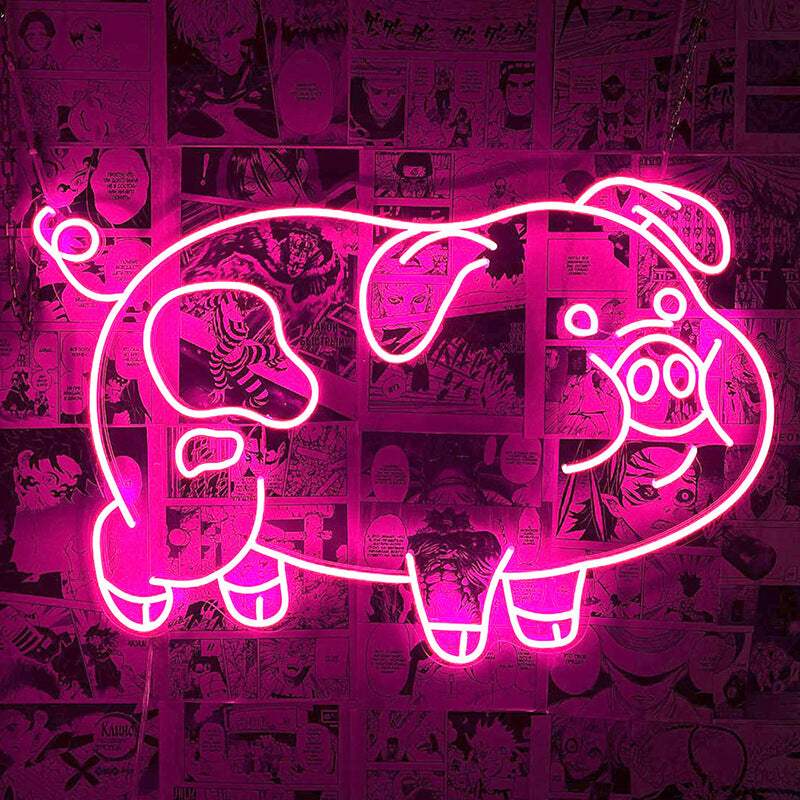 Schweinchen Dick Neon LED Schild USB – XL Fun Deko fürs Kinderzimmer