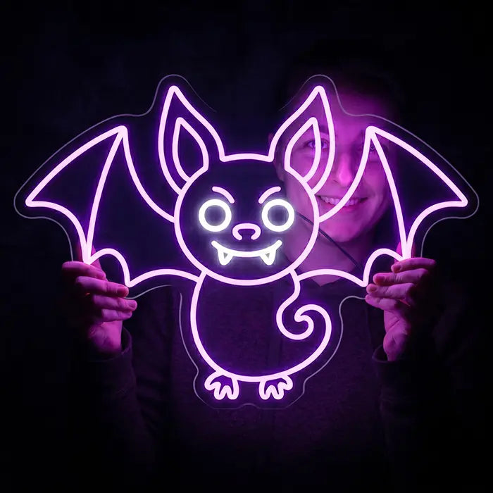 Happy Spuck Set Neon LED Schild – 9 Motive, dimmbar | Halloween Kinderzimmer Deko