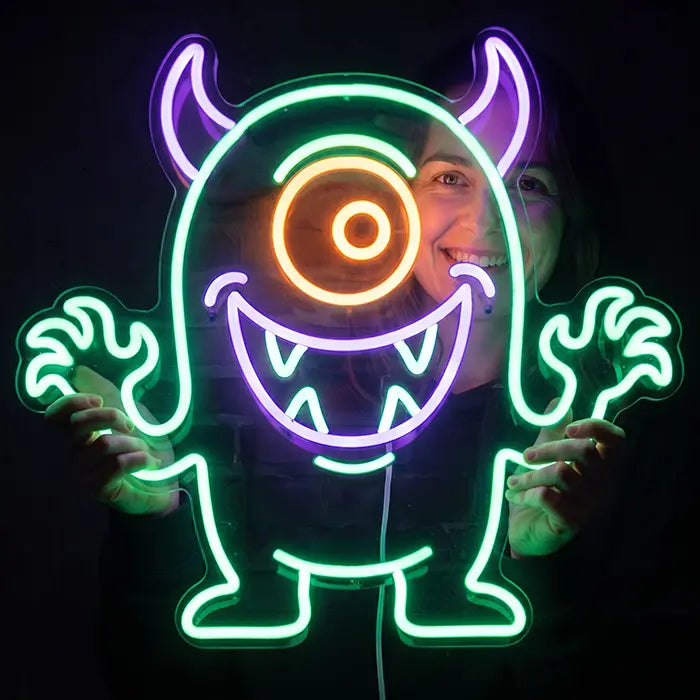 Happy Spuck Set Neon LED Schild – 9 Motive, dimmbar | Halloween Kinderzimmer Deko