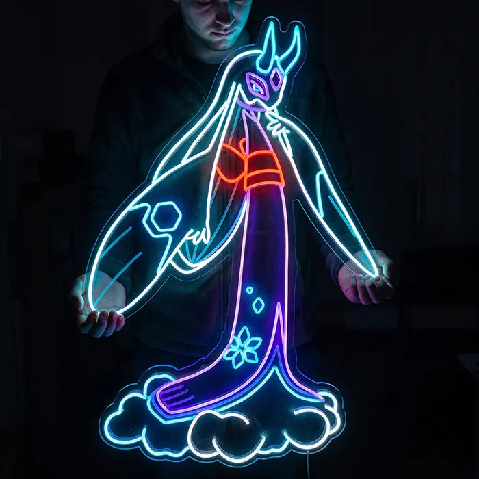 Pokémon Mega Froslass Neon LED Sign held in front of the body with both hands