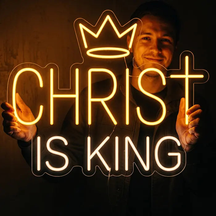 Christ is King Set Neon LED Sign – 7 Designs, USB or 12V | Christian Decor