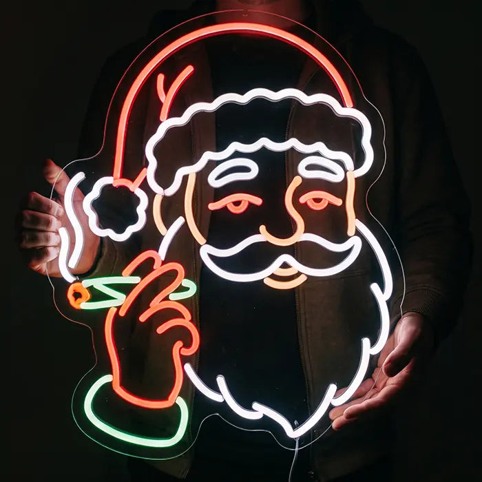 Stoner Santa Neon LED Sign – Dimmable with Remote | Funny Christmas Decor