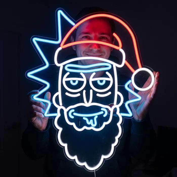 Santa Rick Neon LED Sign – Dimmable with Remote | Rick and Morty Christmas Decor