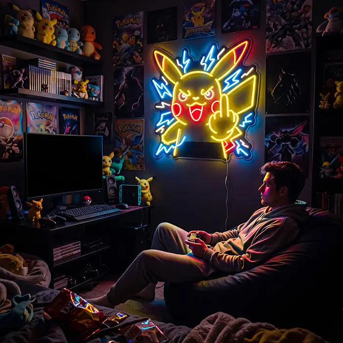 Aggro Pikachu mit Mittelfinger XL 55cm (12V)