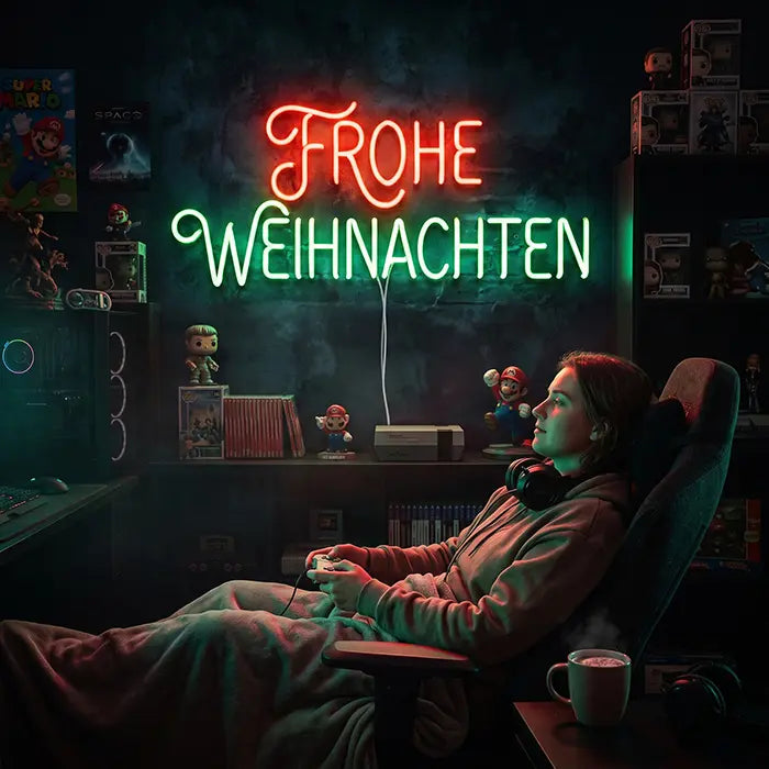 "Frohe Weihnachten" in Rot-Grün Style XL 55cm (12V)