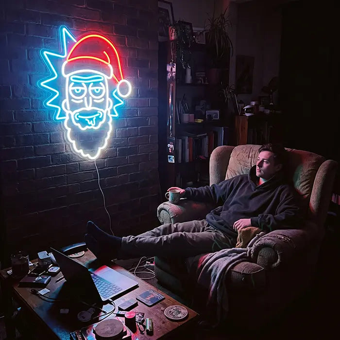 Santa Rick Neon LED Sign – Dimmable with Remote | Rick and Morty Christmas Decor