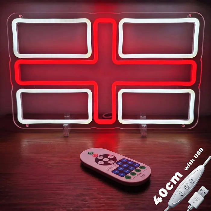Union Jack & England Flag Neon LED Sign Set – Dimmable, USB or 12V | Fan Wall Decor