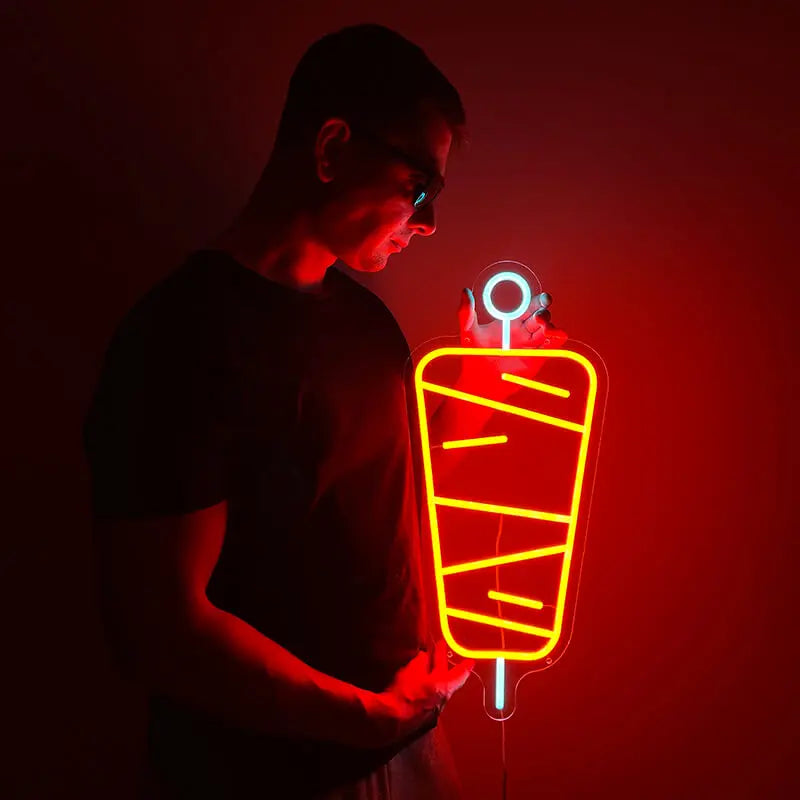 Dönerspieß Neon LED Schild handgefertigt – Imbiss Schaufenster Deko