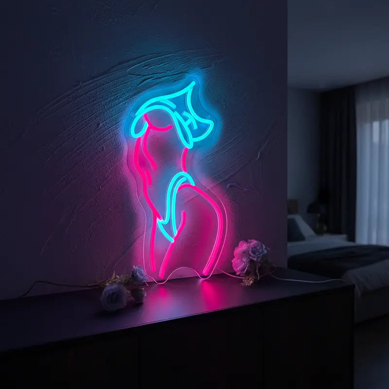 Dreambody Neon LED Schild USB – weibliche Silhouette Yoga Studio Deko