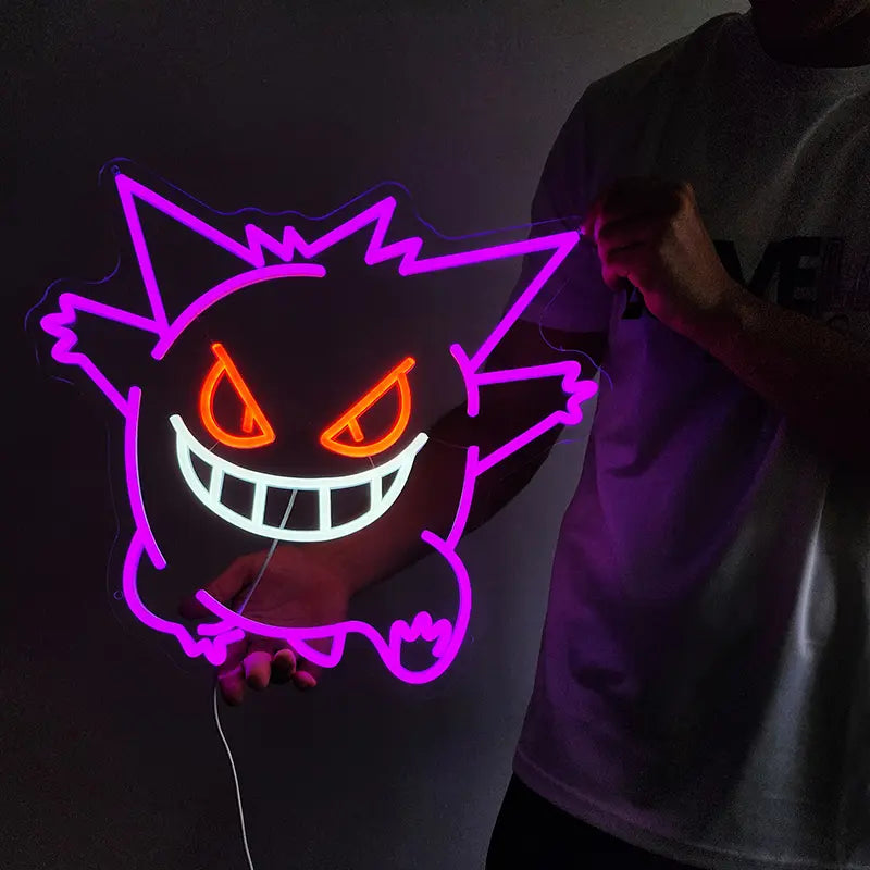 Gengar Pokémon Neon LED Schild USB – Anime Geist Deko fürs Gaming-Zimmer