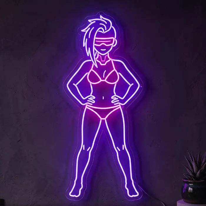 Cyber Punk Neon LED Schild – Cyberpunk Charakter Statement als Wanddeko