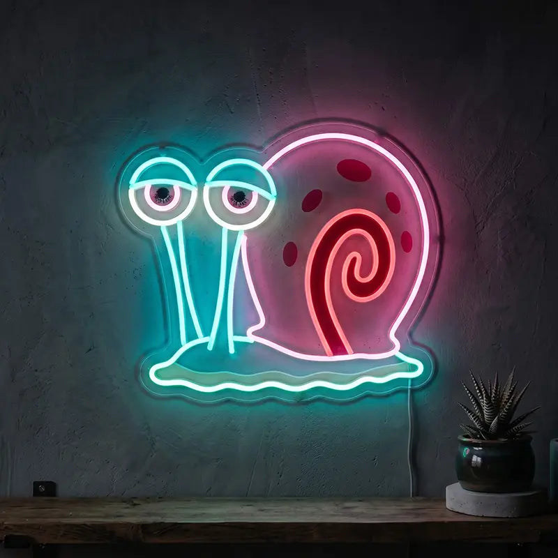 Gary Schnecke Neon LED Schild – SpongeBob Haustier als USB Wanddeko auf 6 mm Acrylglas