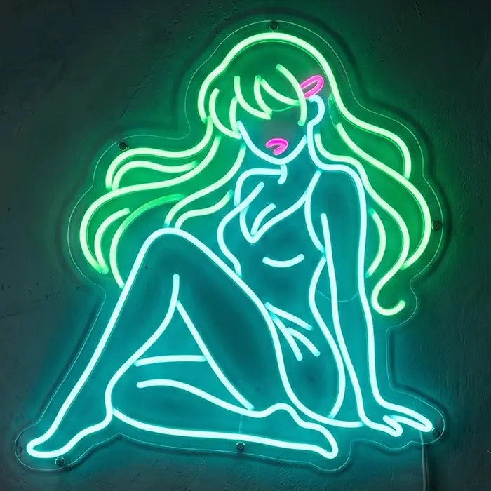 Miaukuza Neon LED Schild – Lola Anime Yakuza Girl Wanddeko