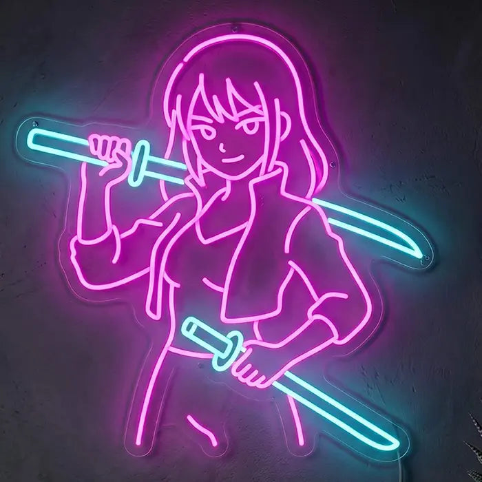 Miaukuza Neon LED Schild – Acura Siko Anime Motiv als Wanddeko