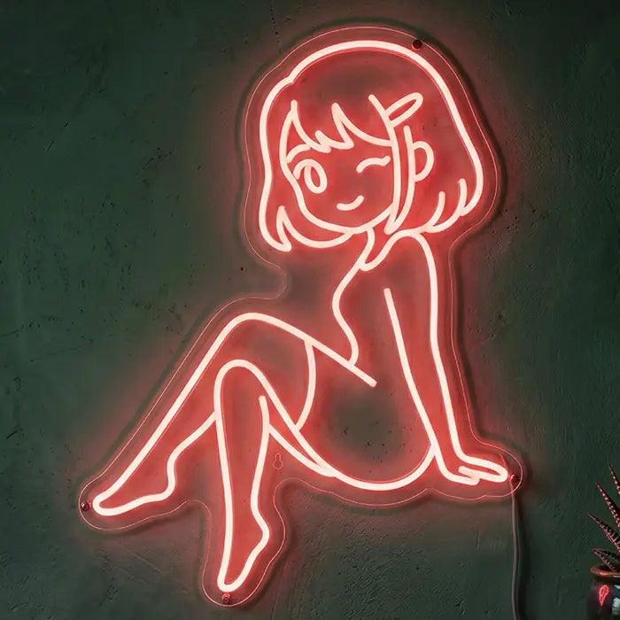 Neon Bunny LED Schild – Pin-Up Bunny Frau als Bar- und Lounge-Deko