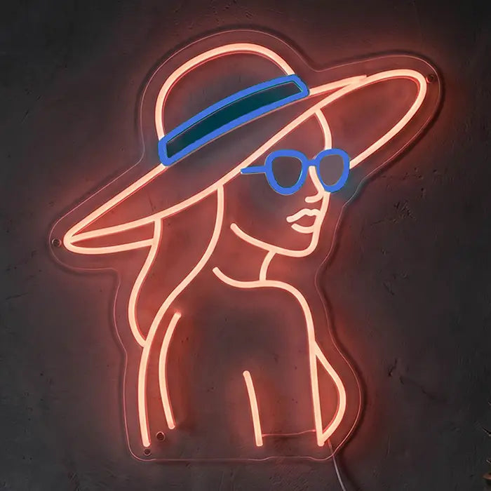 Beach Vibes Neon LED Schild – Siluette Strand-Motiv als Sommer Wanddeko