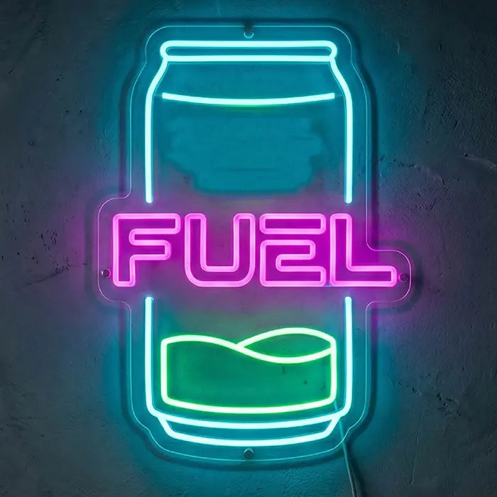 FUEL Neon LED Schild 12V – Cyberpunk Statement-Wort als Gaming-Wanddeko