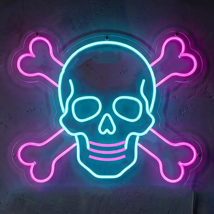 Cyber Scull Neon LED Schild 12V – Cyberpunk Totenkopf als Sci-Fi Wanddeko