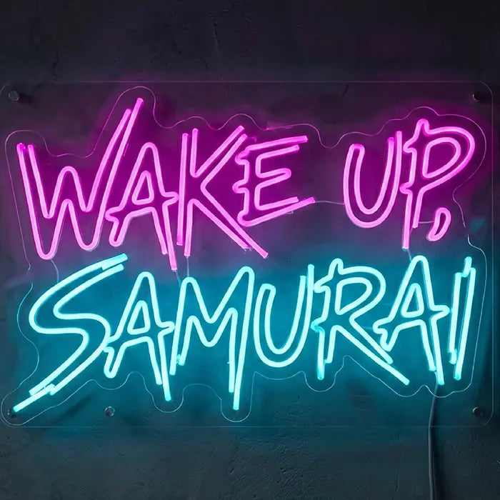 WAKE UP SAMURAI Neon LED Schild 12V – Cyberpunk 2077 Statement als Gaming-Deko