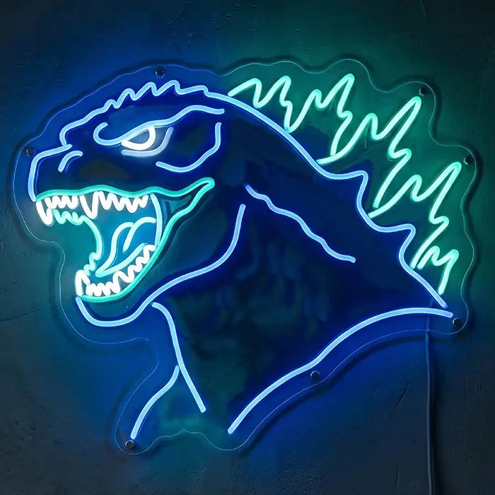 Godzilla Neon LED Schild – Der dunkle Lord Motiv als Statement Wanddeko