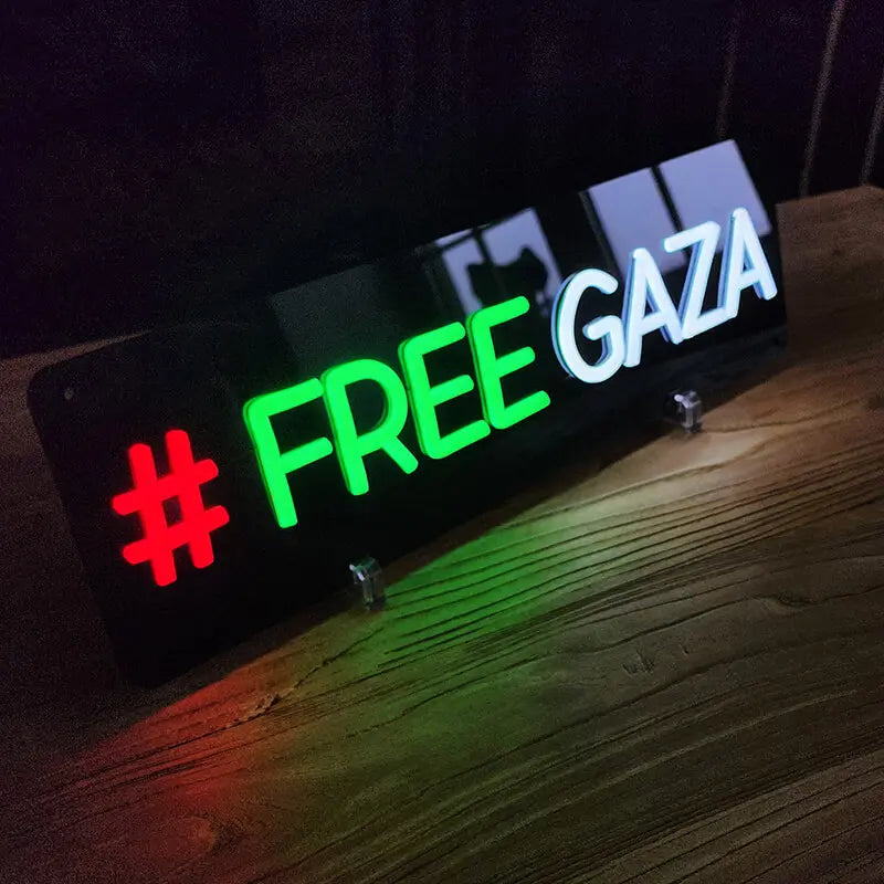 Free Gaza Neon LED Schild – politische Statement Wanddeko Jugendzimmer