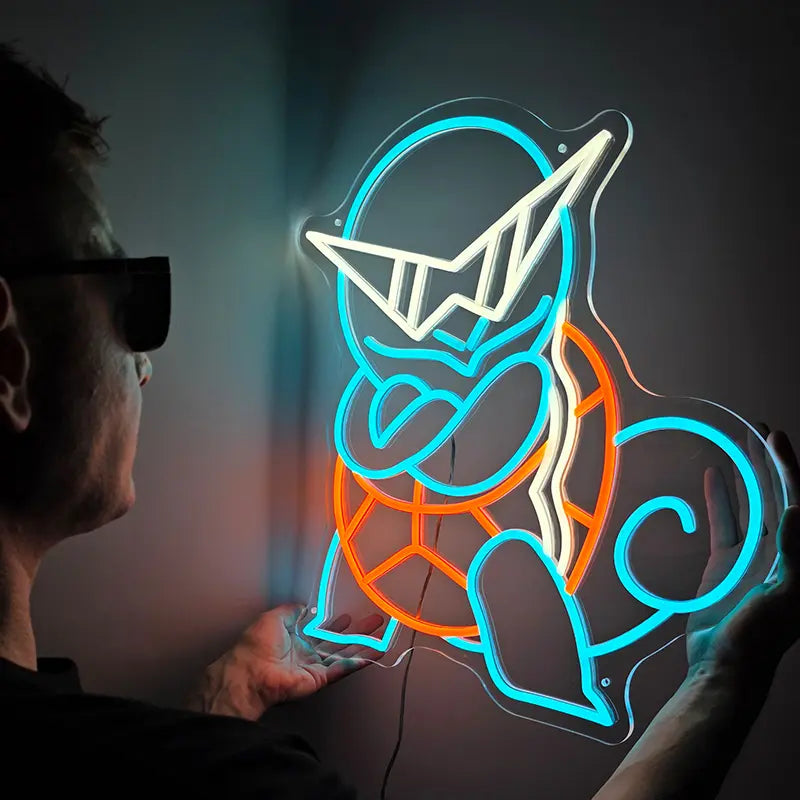 Shiggy Neonschild dimmbar 10 Stufen 12V mit Fernbedienung – Gaming Setup Deko mit Pokémon-Optik