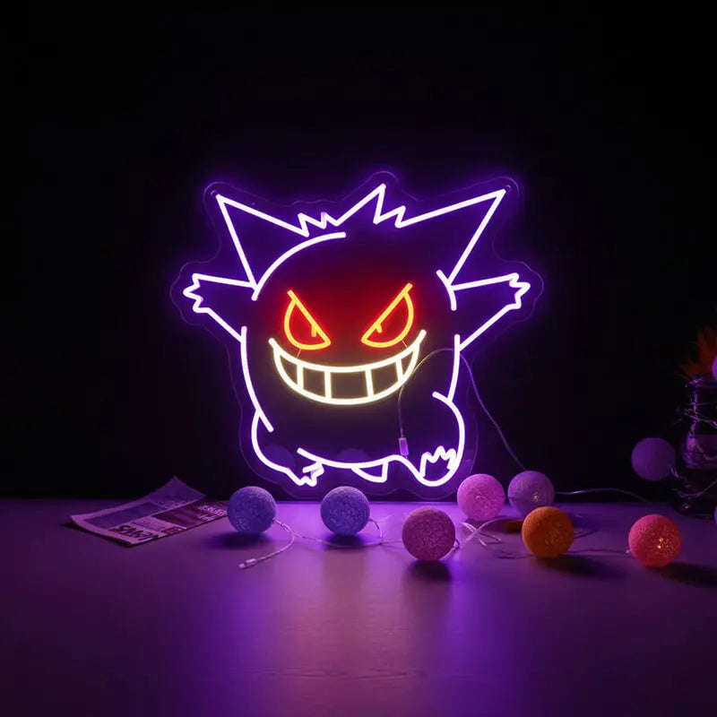 Gengar Neonschild dimmbar 9 Stufen USB – handgefertigte Pokémon Figur