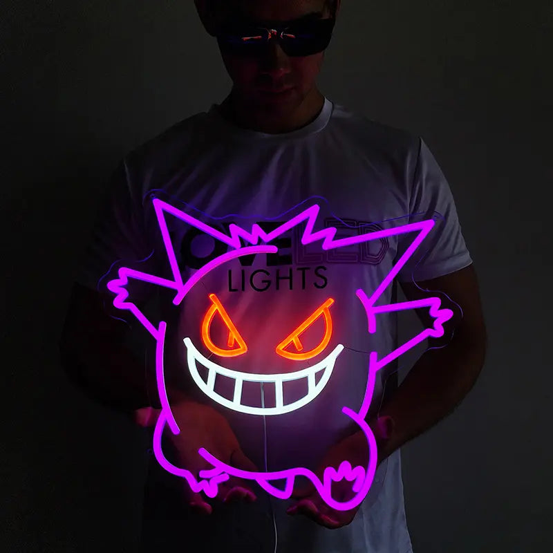 Gengar Pokémon Neon Schild violett – LED Wanddeko fürs Schlafzimmer