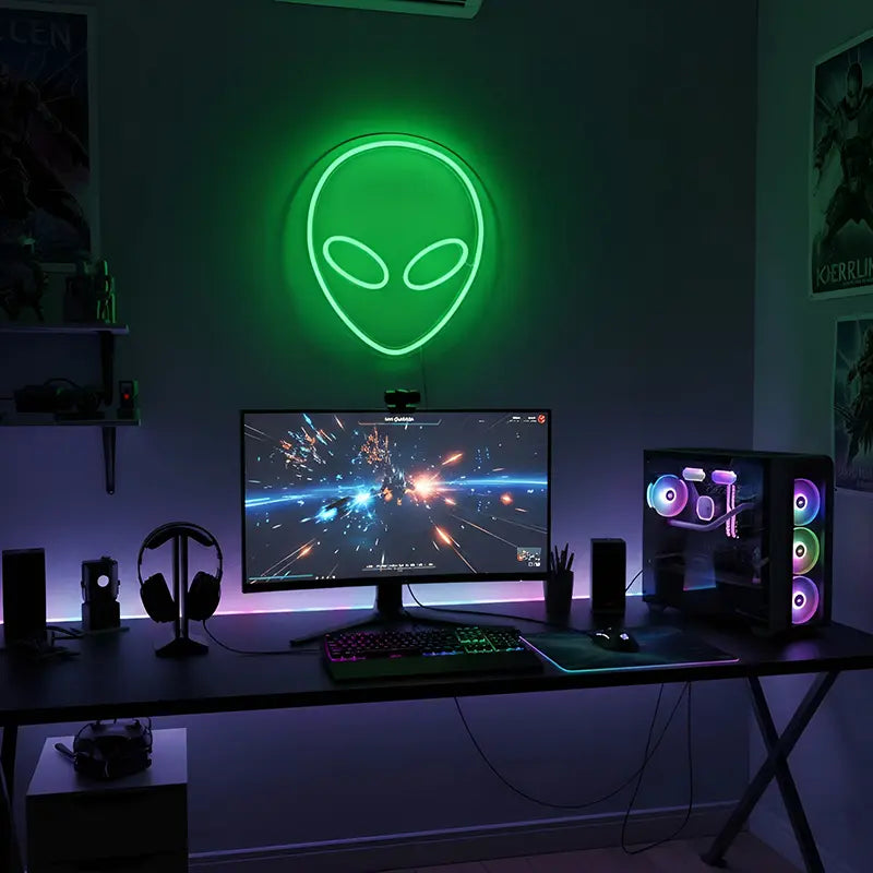 Area 51 Alien Neon LED Schild USB – Außerirdischer als Deko für Sci-Fi-Fans