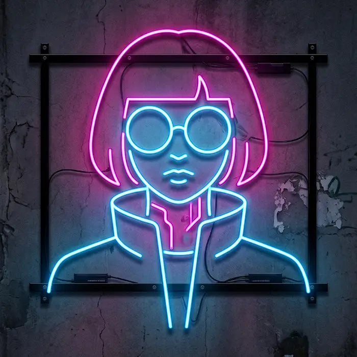 Hacker Neon LED Schild – Cyberpunk Hacker Mädchen Wanddeko für Tech-Fans