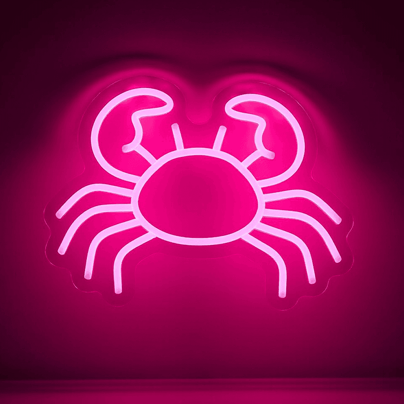 Pinke Krabbe Neon LED Schild USB – Maritim Deko fürs Badezimmer
