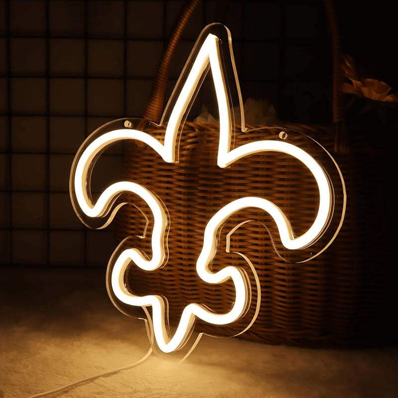 Fleur-de-lis Neon LED Schild handgefertigt – Hochzeit und Event Wanddeko