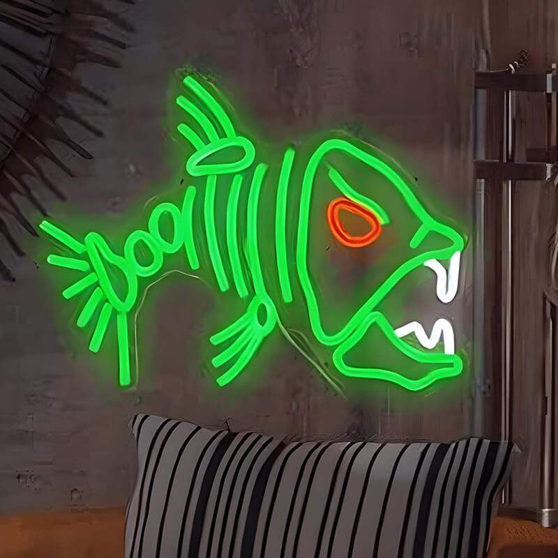 Piranha Leuchtschild – Geschenkidee für Aquaristen und Angler