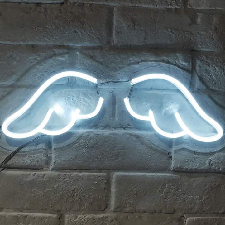 Engelsflügel Neon LED Schild USB – elegante Schlafzimmer Wanddeko