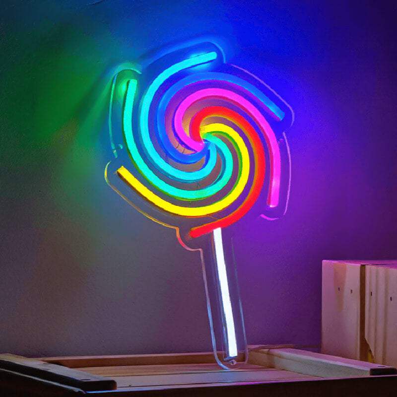 Lollypop Neonschild dimmbar 9 Stufen USB – handgefertigte Candy-Deko