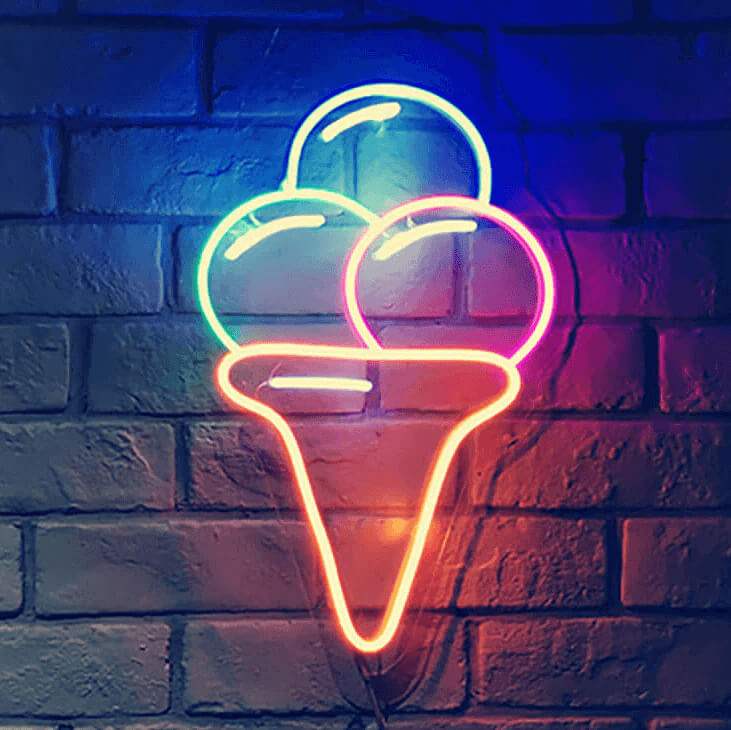 Kugeleis Neon LED Schild USB – Eiscreme Wanddeko für Eisdiele