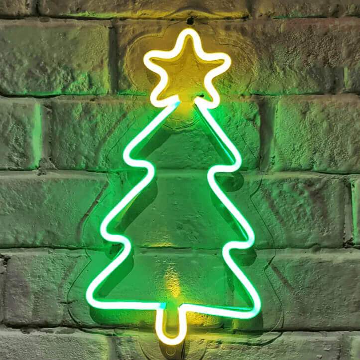 Weihnachtsbaum Neon LED Schild USB – Weihnachten Deko fürs Wohnzimmer