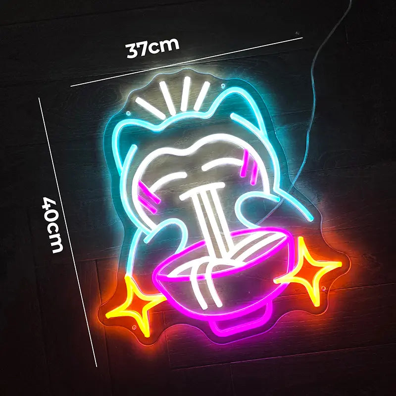Perfekte Deko für Anime-Fans: Relaxo Neon-Schild kombiniert mit japanischer Ramen-Kultur