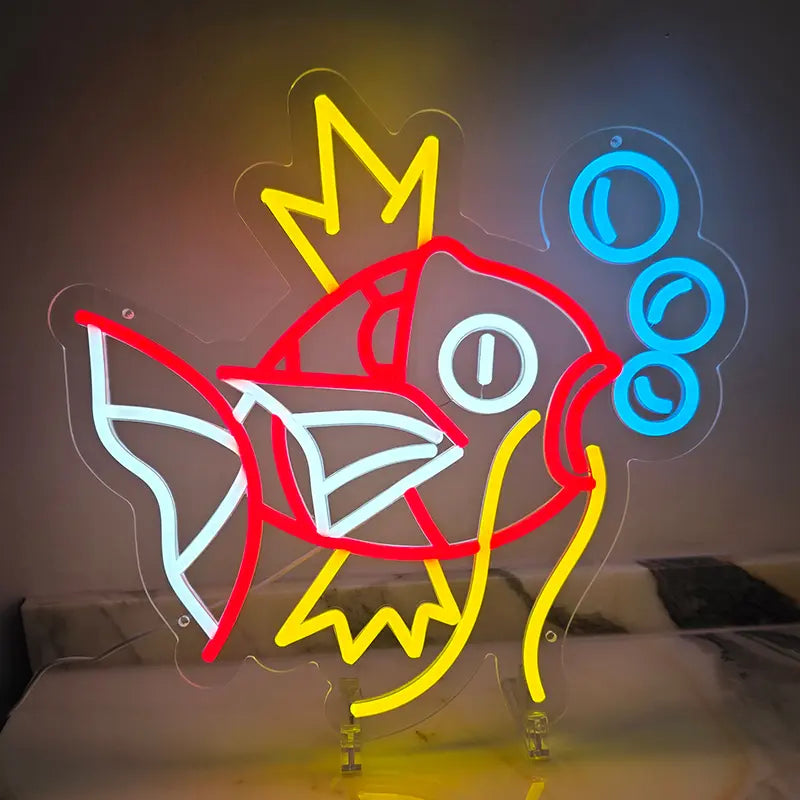 Karpador Magikarp LED Schild 6mm Acrylplatte – Pokémon Wanddeko für Sammler