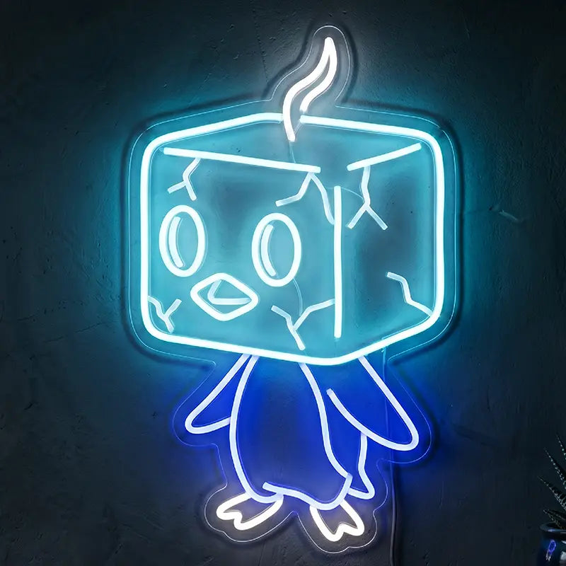 Kubuin Eiscue Pokémon Neon LED Schild USB – Eis-Pokémon Deko in Hellblau