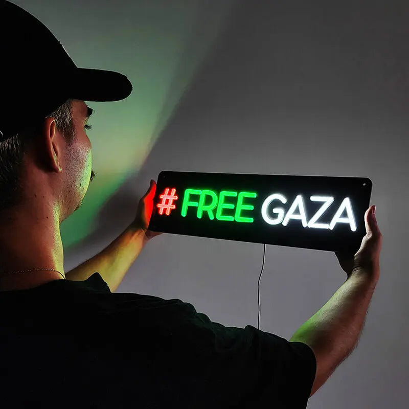 Free Gaza Neon LED Schild USB – Demo Plakat und Event Wanddeko