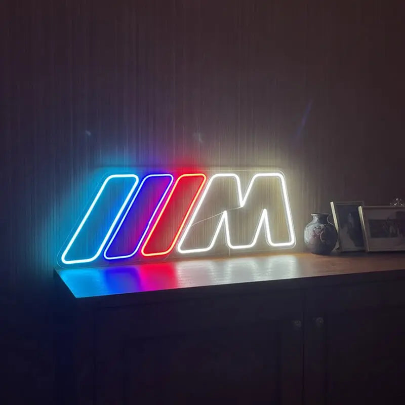 BMW M Motorsport Leuchtschild – Wanddeko für Werkstatt und Garage